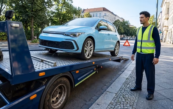 Hombre con triangulo de senalizacion