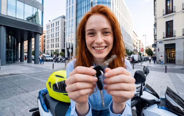 Mujer con llave de moto