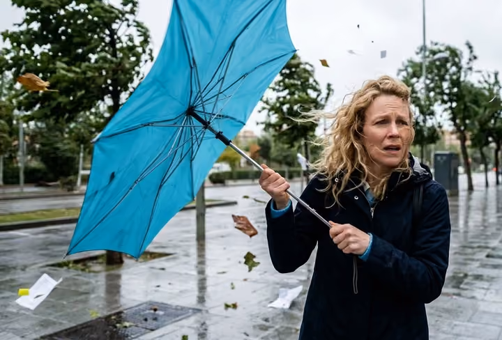 Mujer con problemas por temporal