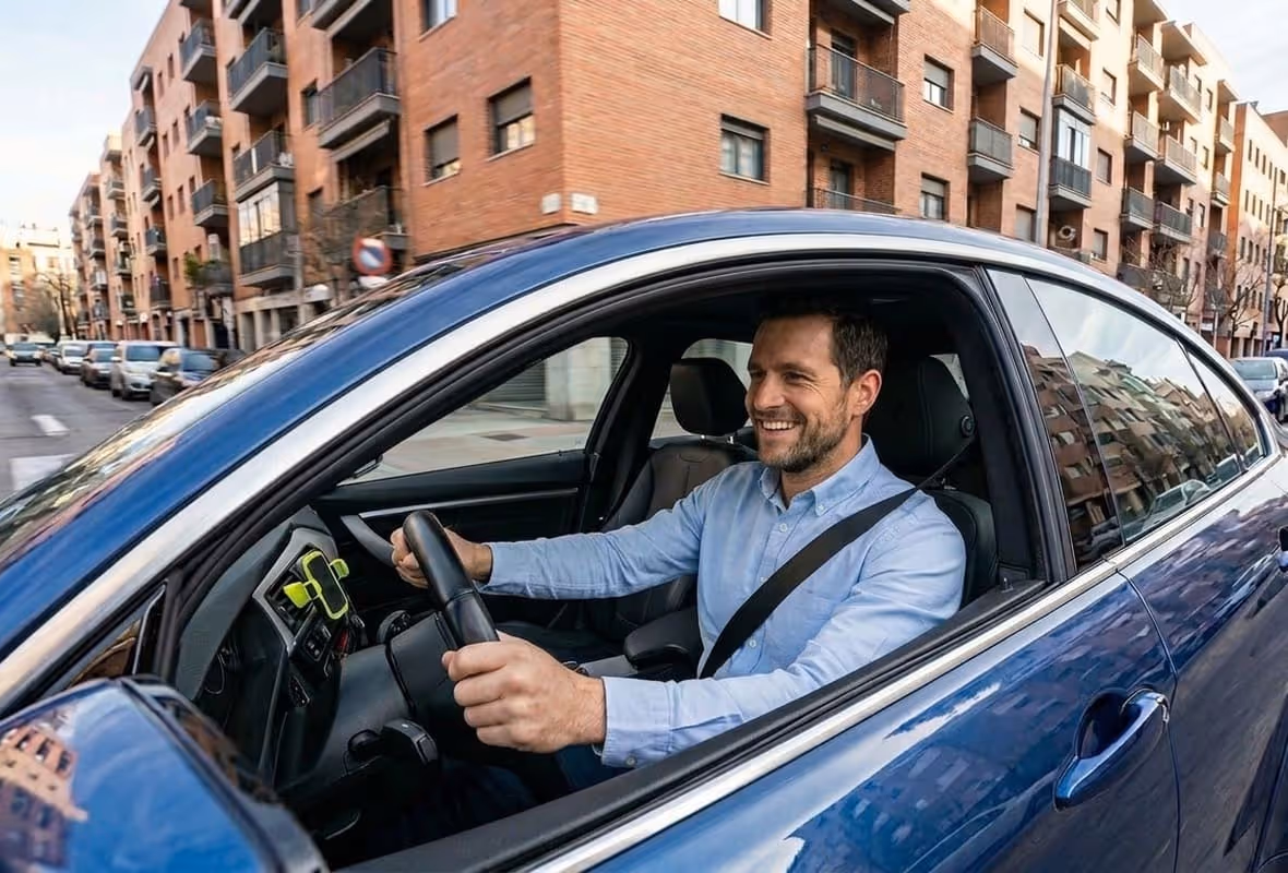 hombre conduciendo coche