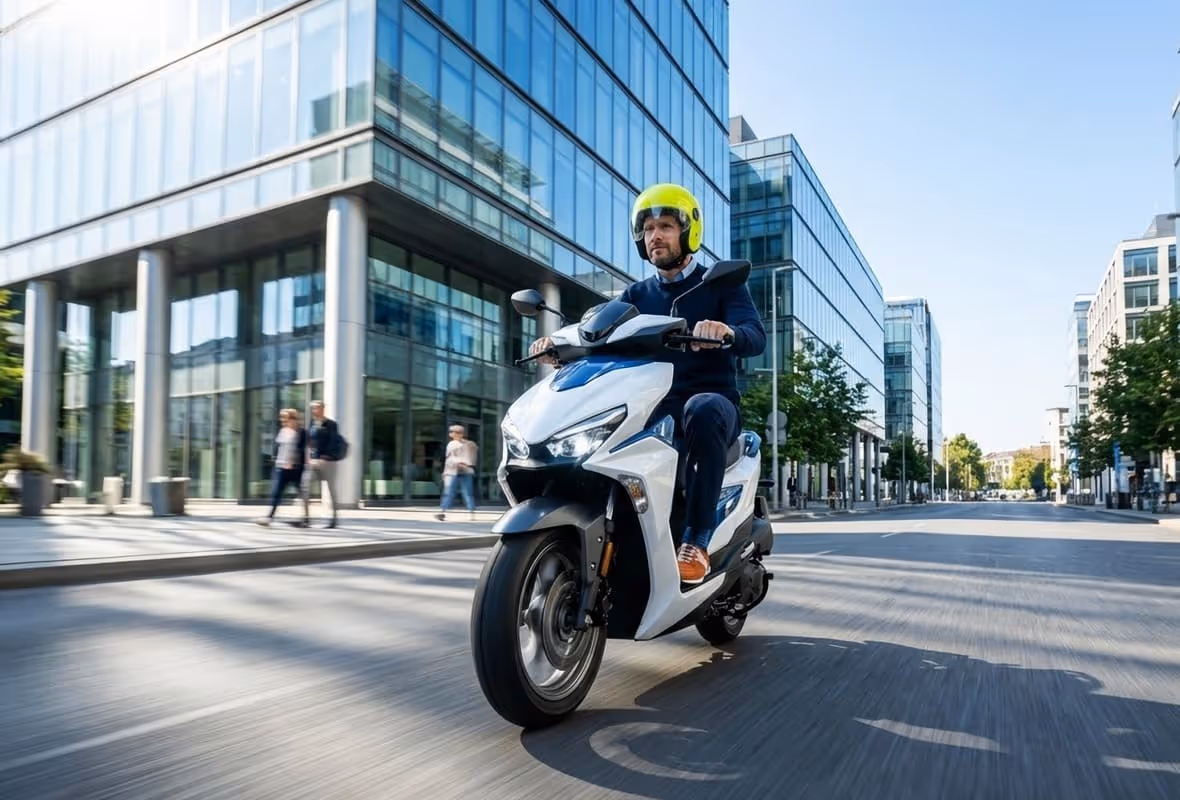 hombre conduciendo moto eléctrica