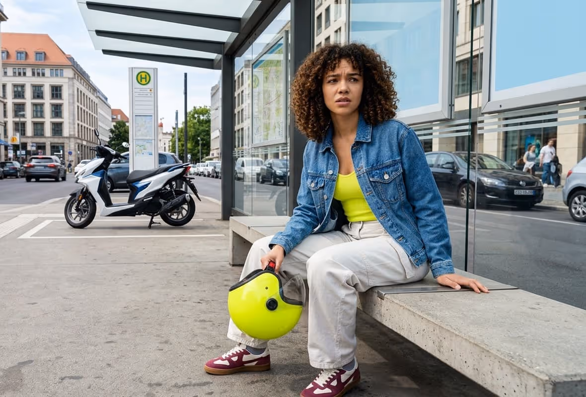 mujer con moto robada